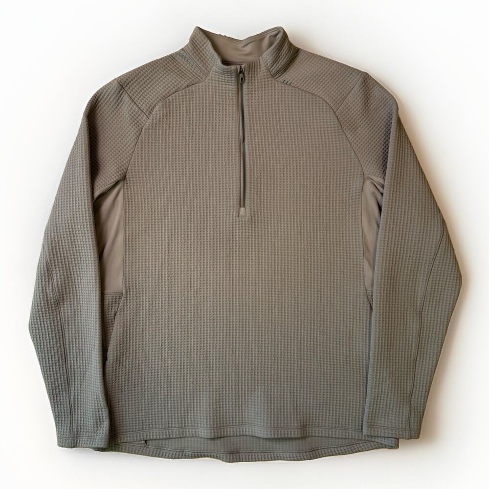 Lululemon Waffle Knit Half Zip Pullover Large Light Brown Minimalist Athleisure
